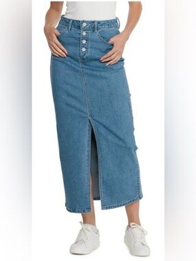 Oat New York Denim Button Fly Maxi Skirt Size 4/27